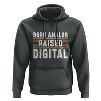 Born Analog Raised Digital Hoodie Vintage Sunset Retro Tech Graphic