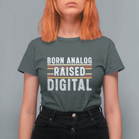 Born Analog Raised Digital T Shirt For Women Vintage Sunset Retro Tech Graphic