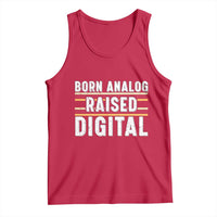 Born Analog Raised Digital Tank Top Vintage Sunset Retro Tech Graphic