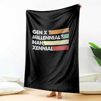 Gen X Millennial Nah Xennial Throw Blanket Retro Sunset Striped Typography Graphic