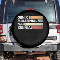 Gen X Millennial Nah Xennial Spare Tire Cover Retro Sunset Striped Typography Graphic