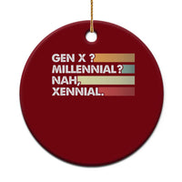 Gen X Millennial Nah Xennial Ceramic Ornament Retro Sunset Striped Typography Graphic