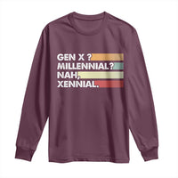Gen X Millennial Nah Xennial Long Sleeve Shirt Retro Sunset Striped Typography Graphic