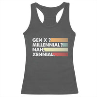 Gen X Millennial Nah Xennial Racerback Tank Top Retro Sunset Striped Typography Graphic
