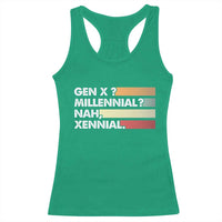 Gen X Millennial Nah Xennial Racerback Tank Top Retro Sunset Striped Typography Graphic