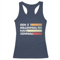 Gen X Millennial Nah Xennial Racerback Tank Top Retro Sunset Striped Typography Graphic