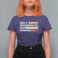 Gen X Millennial Nah Xennial T Shirt For Women Retro Sunset Striped Typography Graphic