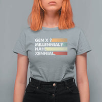 Gen X Millennial Nah Xennial T Shirt For Women Retro Sunset Striped Typography Graphic