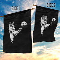 Vintage Sketch Soccer Cat Graphic Garden Flag Kitten Kicking Football Sports Lover