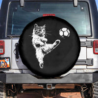 Vintage Sketch Soccer Cat Graphic Spare Tire Cover Kitten Kicking Football Sports Lover