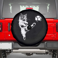 Vintage Sketch Soccer Cat Graphic Spare Tire Cover Kitten Kicking Football Sports Lover