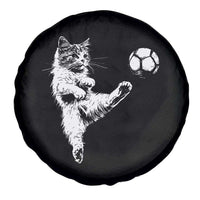 Vintage Sketch Soccer Cat Graphic Spare Tire Cover Kitten Kicking Football Sports Lover