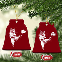 Vintage Sketch Soccer Cat Graphic Ceramic Ornament Kitten Kicking Football Sports Lover