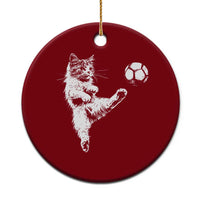 Vintage Sketch Soccer Cat Graphic Ceramic Ornament Kitten Kicking Football Sports Lover