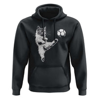 Vintage Sketch Soccer Cat Graphic Hoodie Kitten Kicking Football Sports Lover