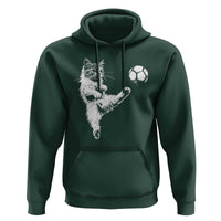 Vintage Sketch Soccer Cat Graphic Hoodie Kitten Kicking Football Sports Lover
