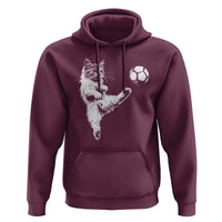 Vintage Sketch Soccer Cat Graphic Hoodie Kitten Kicking Football Sports Lover