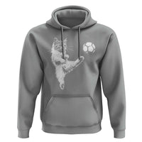 Vintage Sketch Soccer Cat Graphic Hoodie Kitten Kicking Football Sports Lover