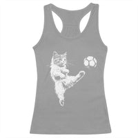 Vintage Sketch Soccer Cat Graphic Racerback Tank Top Kitten Kicking Football Sports Lover