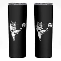 Vintage Sketch Soccer Cat Graphic Skinny Tumbler Kitten Kicking Football Sports Lover