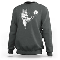Vintage Sketch Soccer Cat Graphic Sweatshirt Kitten Kicking Football Sports Lover