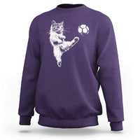 Vintage Sketch Soccer Cat Graphic Sweatshirt Kitten Kicking Football Sports Lover