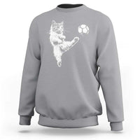 Vintage Sketch Soccer Cat Graphic Sweatshirt Kitten Kicking Football Sports Lover