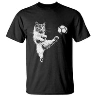 Vintage Sketch Soccer Cat Graphic T Shirt Kitten Kicking Football Sports Lover