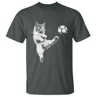 Vintage Sketch Soccer Cat Graphic T Shirt Kitten Kicking Football Sports Lover