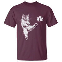 Vintage Sketch Soccer Cat Graphic T Shirt Kitten Kicking Football Sports Lover