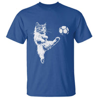 Vintage Sketch Soccer Cat Graphic T Shirt Kitten Kicking Football Sports Lover