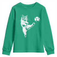 Vintage Sketch Soccer Cat Graphic Youth Sweatshirt Kitten Kicking Football Sports Lover