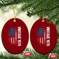 1976 Distressed American Flag Ceramic Ornament Patriotic 50th Birthday Graphic