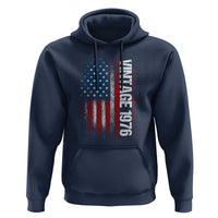 1976 Distressed American Flag Hoodie Patriotic 50th Birthday Graphic