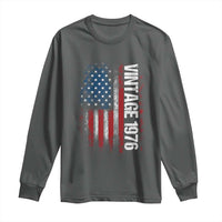 1976 Distressed American Flag Long Sleeve Shirt Patriotic 50th Birthday Graphic