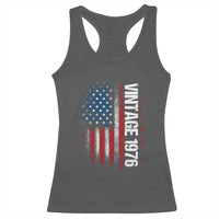 1976 Distressed American Flag Racerback Tank Top Patriotic 50th Birthday Graphic