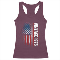 1976 Distressed American Flag Racerback Tank Top Patriotic 50th Birthday Graphic