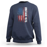 1976 Distressed American Flag Sweatshirt Patriotic 50th Birthday Graphic