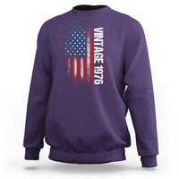 1976 Distressed American Flag Sweatshirt Patriotic 50th Birthday Graphic