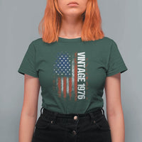 1976 Distressed American Flag T Shirt For Women Patriotic 50th Birthday Graphic