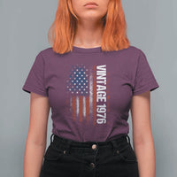 1976 Distressed American Flag T Shirt For Women Patriotic 50th Birthday Graphic