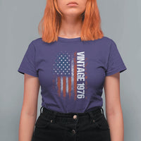 1976 Distressed American Flag T Shirt For Women Patriotic 50th Birthday Graphic