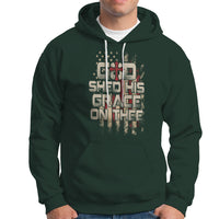God Blessing Hoodie God Shed His Grace On Thee Amercan Flag Christian Cross - Wonder Print Shop