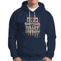 God Blessing Hoodie God Shed His Grace On Thee Amercan Flag Christian Cross - Wonder Print Shop