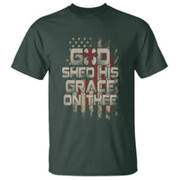 God Blessing T Shirt God Shed His Grace On Thee Amercan Flag Christian Cross - Wonder Print Shop
