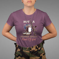 Female Veteran T Shirt Not A Pepper Spray Kind Of Girl American Flag Combat Boots - Wonder Print Shop