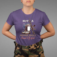 Female Veteran T Shirt Not A Pepper Spray Kind Of Girl American Flag Combat Boots - Wonder Print Shop