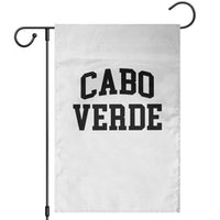 Cabo Verde Returns Home National Pride Varsity Style Garden Flag Cape Verde Minimalist Text Graphic