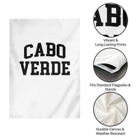 Cabo Verde Returns Home National Pride Varsity Style Garden Flag Cape Verde Minimalist Text Graphic