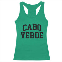 Cabo Verde Returns Home National Pride Varsity Style Racerback Tank Top Cape Verde Minimalist Text Graphic